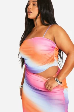 Plus Mesh Ombre Print Top