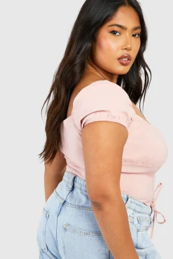 Plus Milkmaid Top Corset Bengaline à manches bouffantes