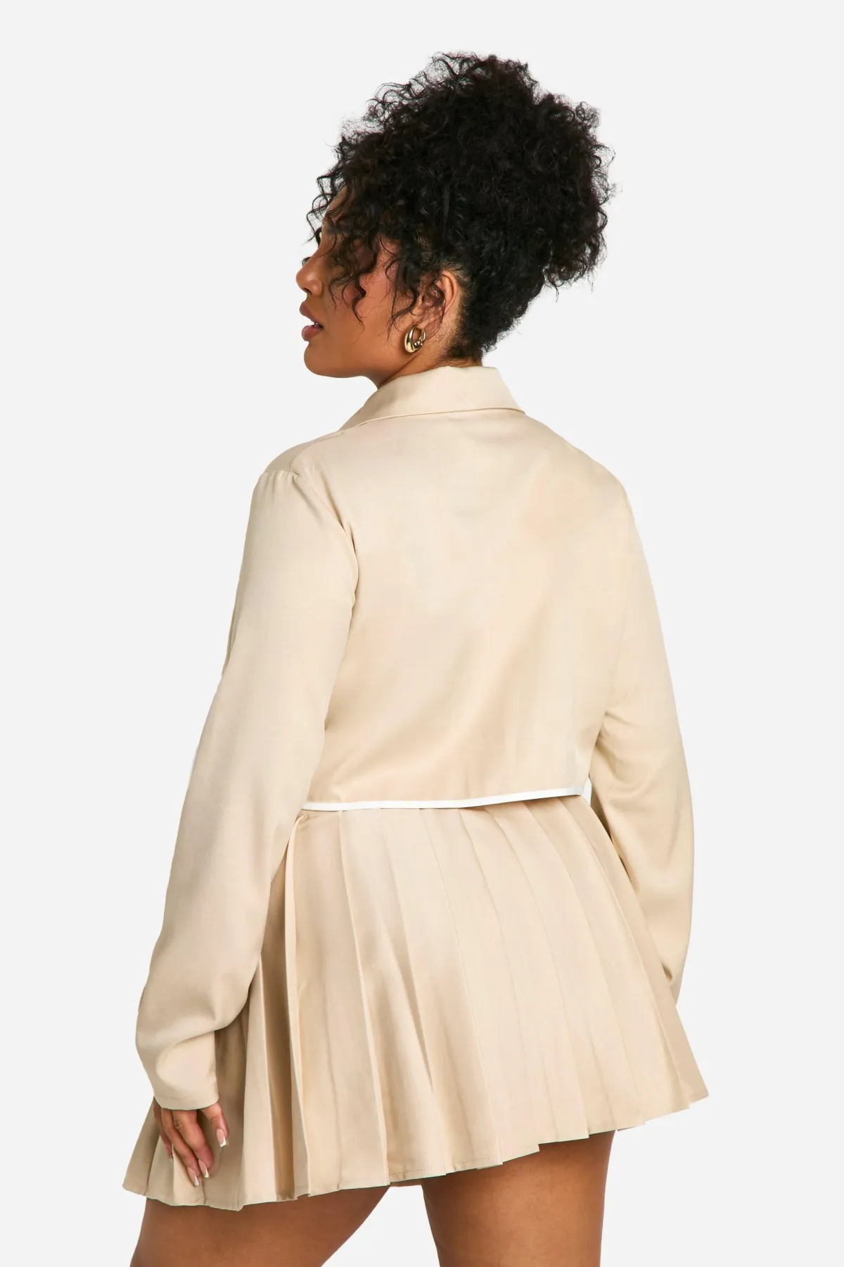 boohoo Plus Mini-Jupe Plissée Grande Taille à Bande Contrastée<Femme Tailleurs|Ensembles