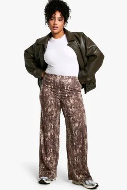 Plus Mixed Animal Print Wide Leg trousers