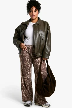 Plus Mixed Animal Print Wide Leg trousers
