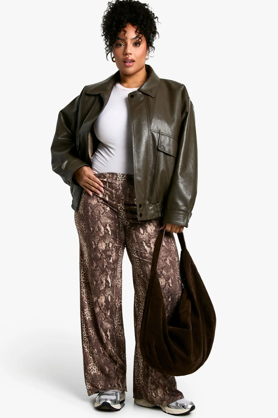 Plus Mixed Animal Print Wide Leg trousers