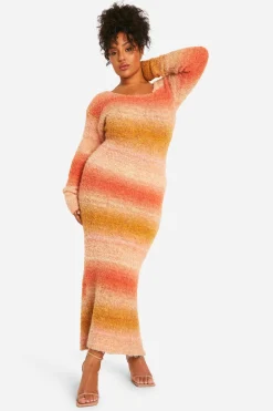 boohoo Plus Ombre Robe midaxi en maille duveteuse<Femme Pulls Et Gilets|Toutes Les Mailles