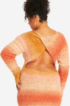 boohoo Plus Ombre Robe midaxi en maille duveteuse<Femme Pulls Et Gilets|Toutes Les Mailles