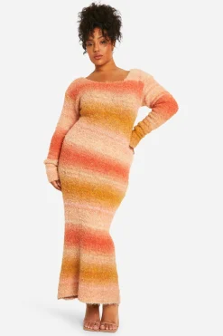 boohoo Plus Ombre Robe midaxi en maille duveteuse<Femme Pulls Et Gilets|Toutes Les Mailles