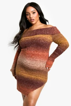 Plus Ombre Robe Mini Bardot en Tricot Moelleux