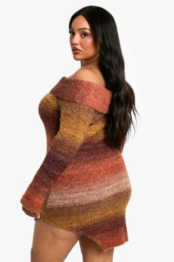 Plus Ombre Robe Mini Bardot en Tricot Moelleux