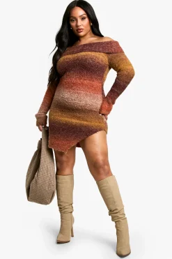 Plus Ombre Robe Mini Bardot en Tricot Moelleux