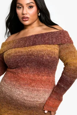 Plus Ombre Robe Mini Bardot en Tricot Moelleux