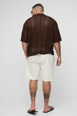 boohooMAN Plus Open Knit Oversized T-Shirt<Homme Tout Afficher|Maille