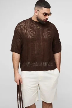 boohooMAN Plus Open Knit Oversized T-Shirt<Homme Tout Afficher|Maille