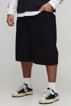 boohooMAN Plus Overdye D Ring Relaxed Fit Jorts<Homme Jorts|Denim