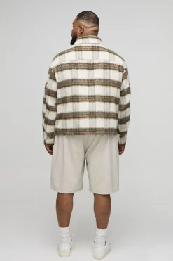 Plus Overshirt Boxy à Carreaux Brossés