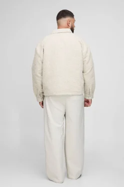 Plus overshirt en bouclé oversize à coupe boxy avec ourlet bungee