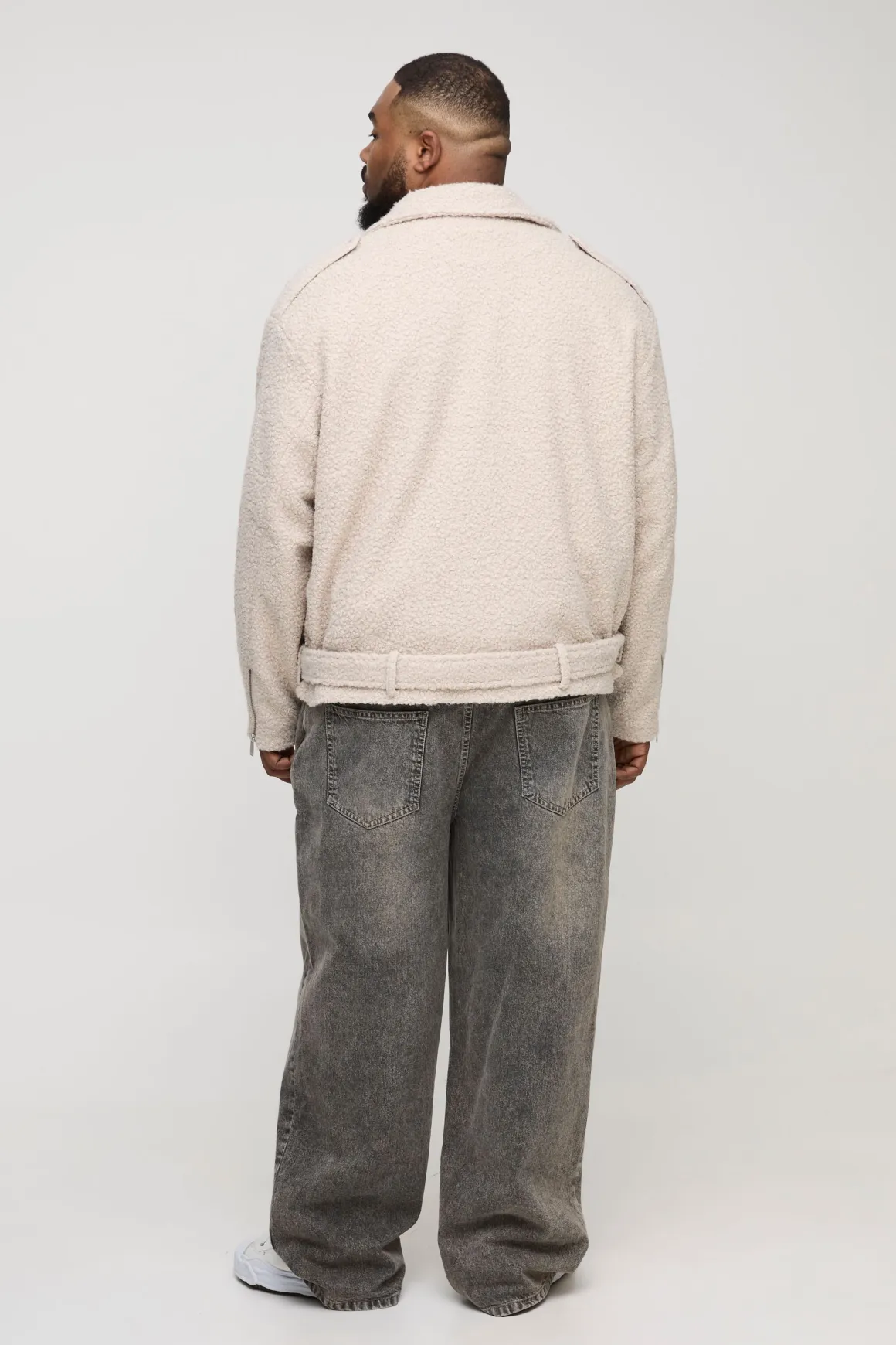 Plus Oversized Boucle Biker Jacket