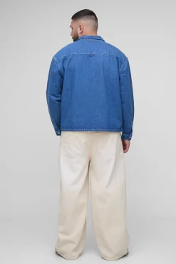 Plus Oversized Boxy Carpenter Pocket Denim Shirt
