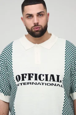 Plus Oversized Boxy Check Official Moto Knitted Polo