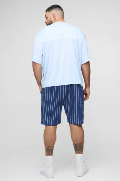 Plus Oversized Boxy T-Shirt de Hockey à Appliqué & Ensemble de Shorts Airtex