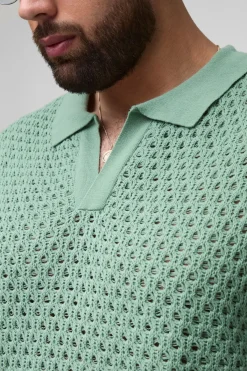 boohooMAN Plus Oversized Chunky Crochet T-Shirt Col V<Homme Tout Afficher|Maille