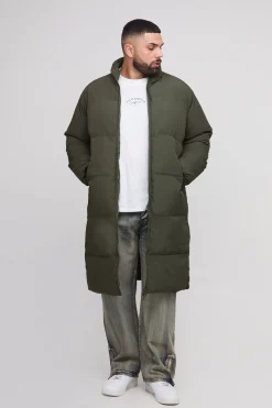 boohooMAN Plus Oversized Crinkle Nylon Funnel Neck Longline Puffer Jacket<Homme Vestes & Manteaux Grande Taille|Tout Afficher