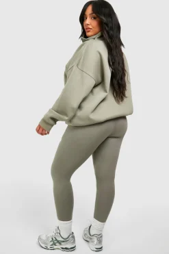 Plus Oversized Half Zip And Legging Set