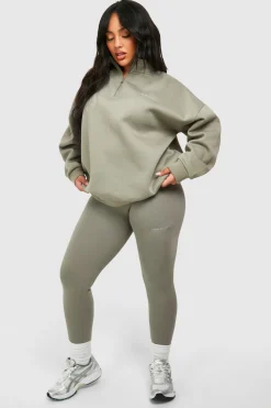 Plus Oversized Half Zip And Legging Set