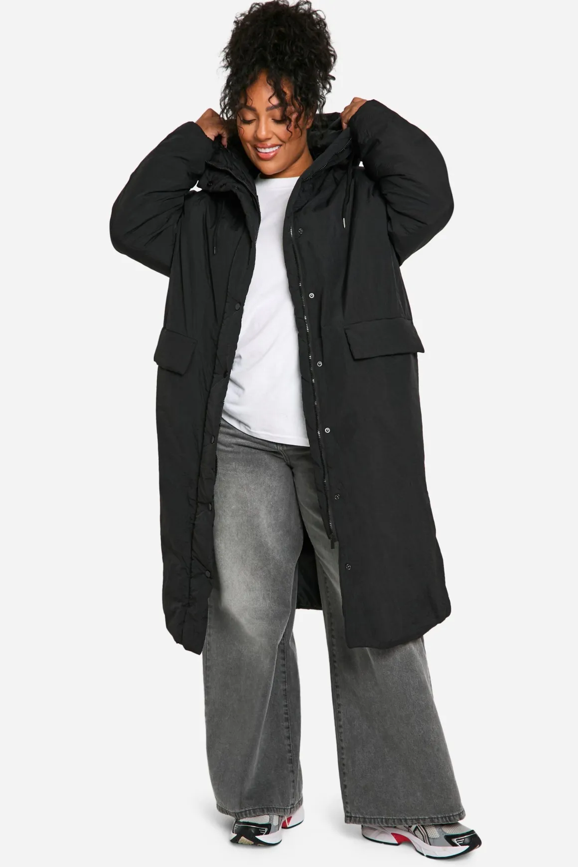 Plus Oversized Maxi Parka Matelassé