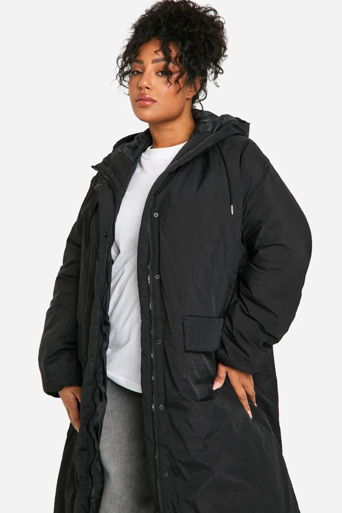 Plus Oversized Maxi Parka Matelassé