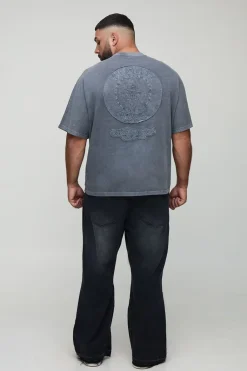 Plus Oversized Worldwide T-shirt lavé avec appliqué