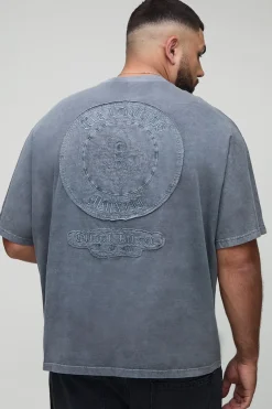 Plus Oversized Worldwide T-shirt lavé avec appliqué