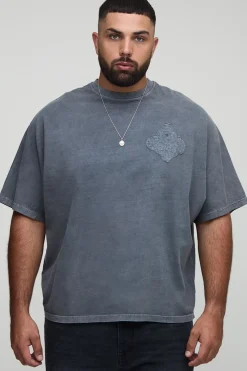 Plus Oversized Worldwide T-shirt lavé avec appliqué