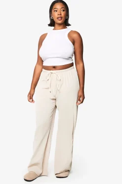 boohoo PLUS PANTALON AMPLE À JAMBES LARGES AVEC CORDON DE SERRAGE<Femme Pantalons