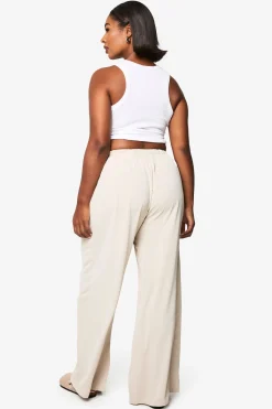 boohoo PLUS PANTALON AMPLE À JAMBES LARGES AVEC CORDON DE SERRAGE<Femme Pantalons