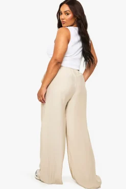 Plus Pantalon ample tissé à cordon de serrage à jambes larges