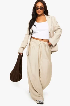 Plus Pantalon ample tissé à cordon de serrage à jambes larges