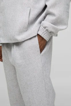 Plus Pantalon Bouclé à Jambe Droite et Ceinture Élastiquée pour Grandes Tailles