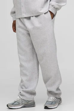 Plus Pantalon Bouclé à Jambe Droite et Ceinture Élastiquée pour Grandes Tailles