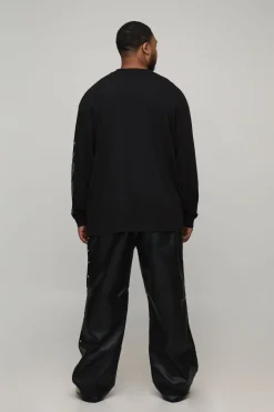Plus Pantalon de charpentier décontracté à cordon, allure cuir cloutée