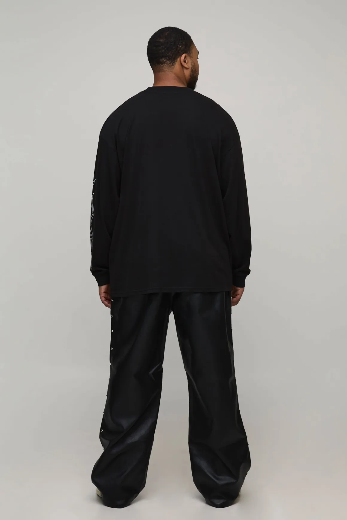 Plus Pantalon de charpentier décontracté à cordon, allure cuir cloutée