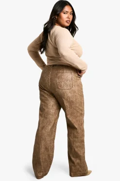 boohoo Plus Pantalon Droit en synthétique Lavé à Taille Haute (Grande Taille)<Femme Pantalons|Tailleurs