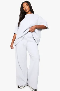 Plus Pantalon en gaufrage pour grandes tailles avec ceinture à cordon de serrage