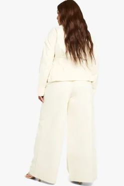 Plus Pantalon en sergé à jambes larges pour grandes tailles avec ceinture
