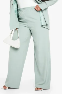 boohoo Plus Pantalon Grande Taille Tissé, Sur Mesure, Élastiqué et à Jambes Larges<Femme Pantalons|Tailleurs