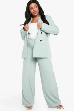 boohoo Plus Pantalon Grande Taille Tissé, Sur Mesure, Élastiqué et à Jambes Larges<Femme Pantalons|Tailleurs