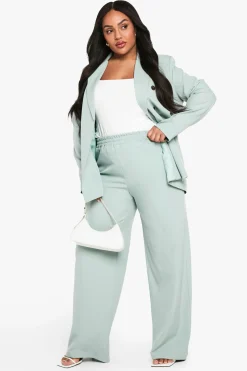 boohoo Plus Pantalon Grande Taille Tissé, Sur Mesure, Élastiqué et à Jambes Larges<Femme Pantalons|Tailleurs