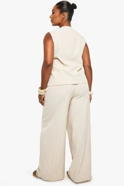 Plus Pantalon à jambe large à fines rayures avec cordon de serrage