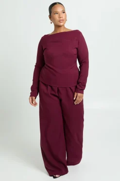 Plus Pantalon à jambes larges en tissu tissé avec cordon de serrage