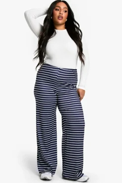 boohoo Plus Pantalon à jambes larges rayé<Femme Pantalons