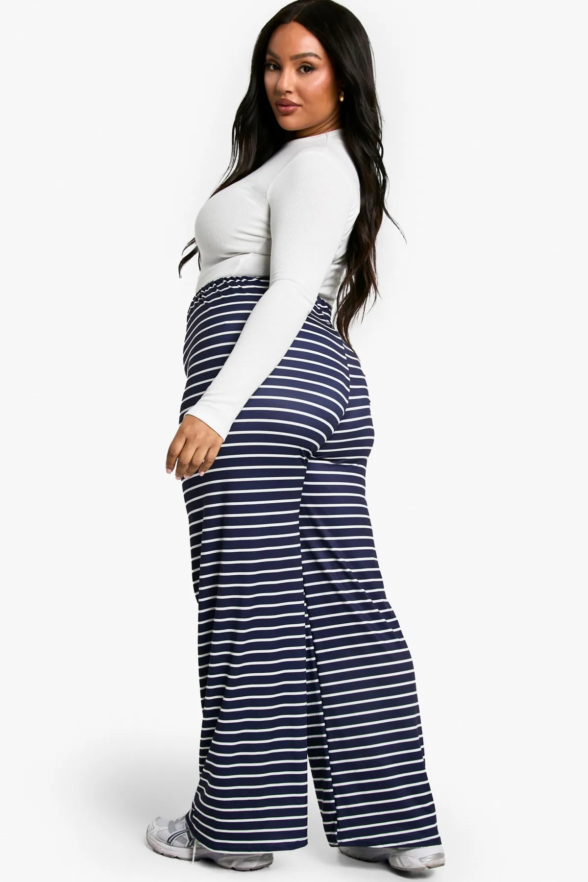boohoo Plus Pantalon à jambes larges rayé<Femme Pantalons