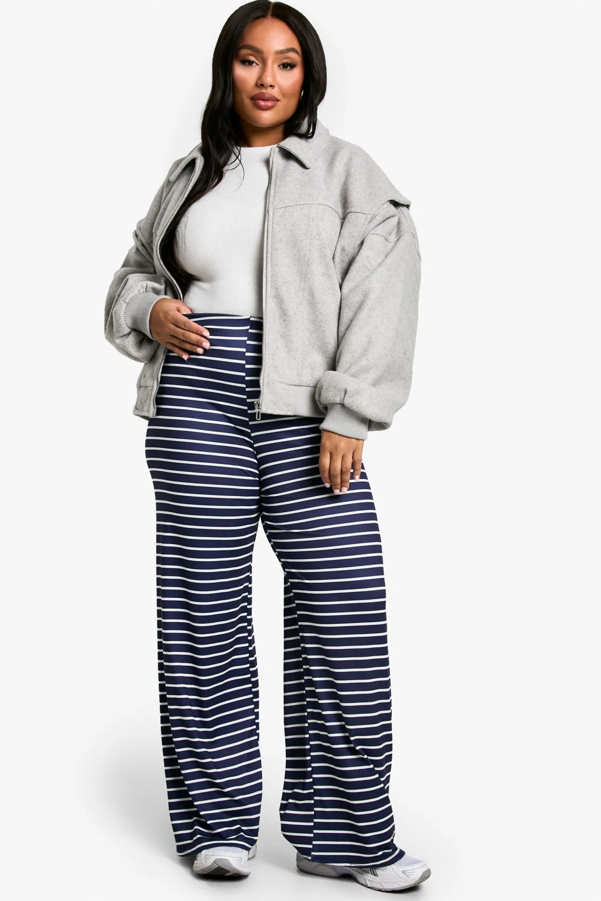 boohoo Plus Pantalon à jambes larges rayé<Femme Pantalons